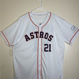 MLB Astros White and Orange Jersey